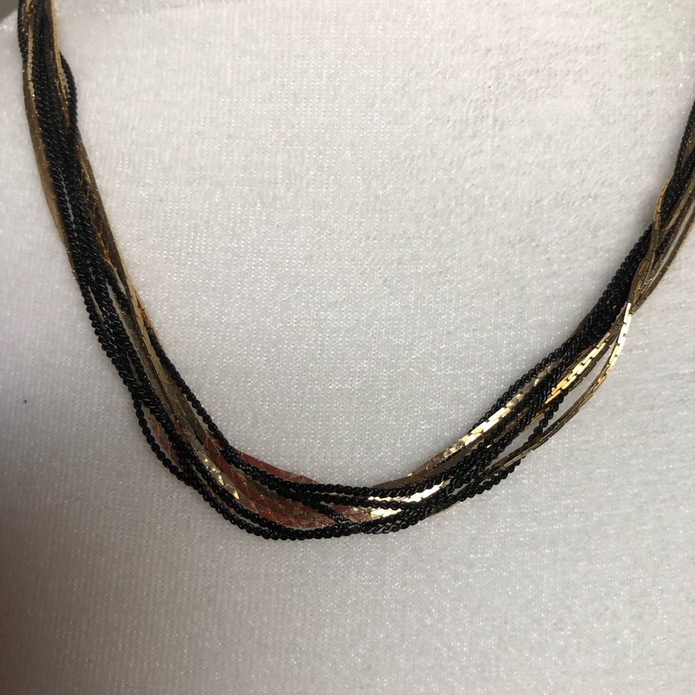 Vintage liquid gold & black necklace